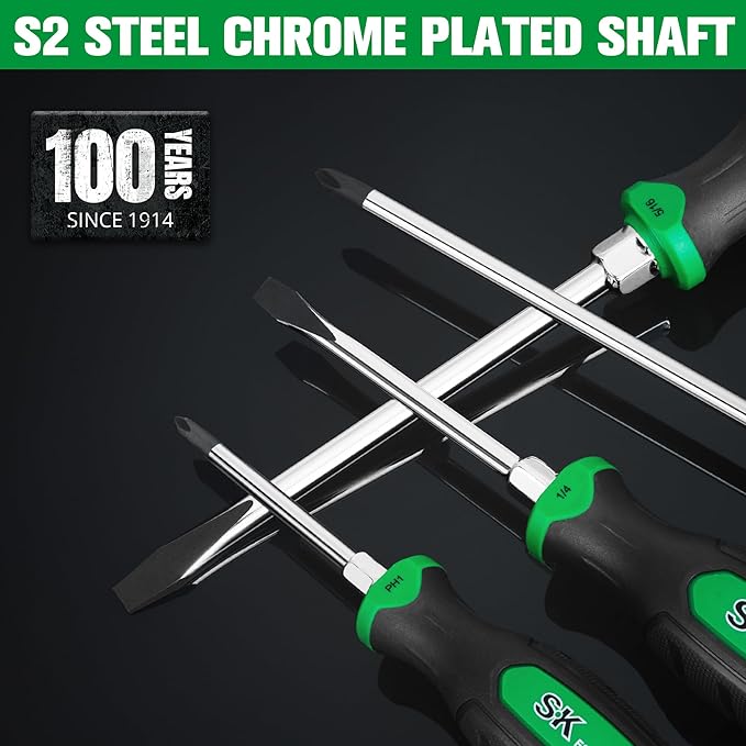 SK 6-Piece Magnetic Screwdriver Set, S2 Steel, 3 Slotted & 3 Phillips Screwdrivers, SureGrip Handle