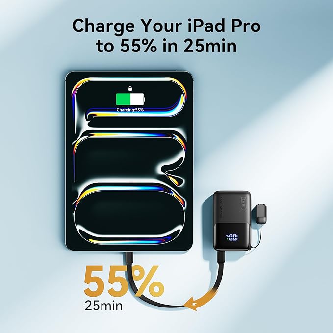 INIU Pocket Size Portable Charger, Ultra Small 10000mAh 45W PD Power Bank, USB C in&Out Fast Charging Battery Pack, Travel Essentials Powerbank for iPhone 17 16 15 14 Pro Air, iPad, Samsung S24 etc