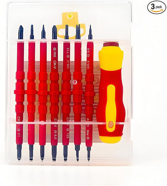 Insulated Screwdriver Set for Electricians – Ergonomic Handle, Magnetized Tips, Durable for Electrical Work, Receptacle & Outlet Screwdriver, Multi-Tool (8 in1)