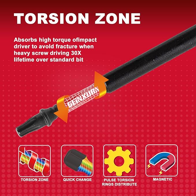 10 Pieces 6 In. T25 Impact Tough Magnetic Screwdriver Bit Set, #25 Torx Head Power Bits, S2 Alloy Steel Star Bits with Storage M-Box