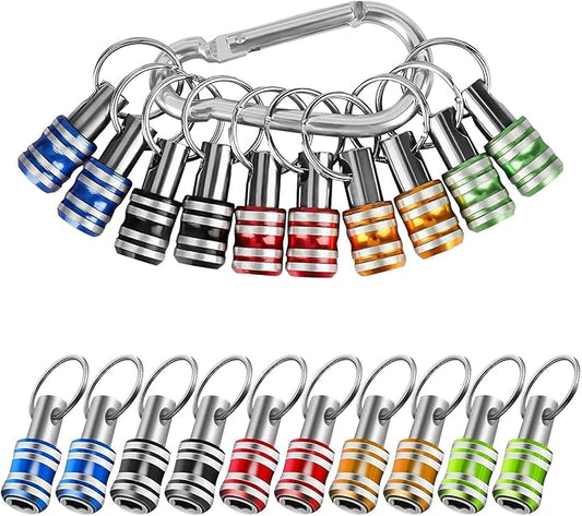 Linkstyle 10PCS 1/4 Inch Hex Shank Screwdriver Bits Holder Extension Bar Keychain Screw Adapter Drill Fast Change Portable Hand-held Bit Holder for Electric Screwdrivers and Drill Bit (5 Colors)