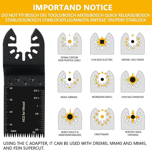 96Pack Oscillating Tool Blades, Multitool Kit for Wood, Metal, Plastics Cutting, Quick Release Multi Tool Blades Kits for Dewalt, Rockwell, Ryobi