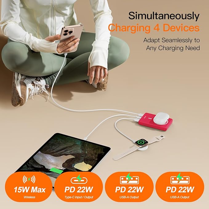 Magnetic Portable Charger, 16800mAh Wireless Power Bank, with 20W USB-C Fast Charging and LED Digital Display Magnetic Battery Pack, Compatible with iPhone 17/16/15/14/13/12 Full Series (2025)