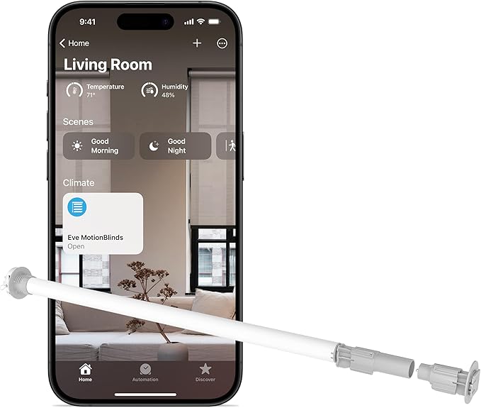 Eve MotionBlinds (Matter) Upgrade Kit for Roller Blinds – Motor to Upgrade existing Indoor Blinds, Open/Close Automatically, Control via Voice/app, Schedules & Scenes, Requires Thread Border Router