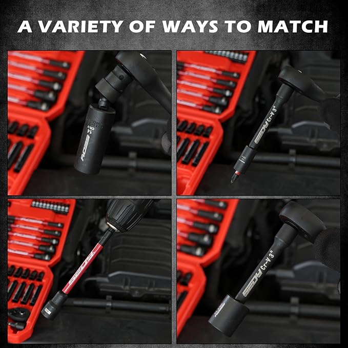 63-Piece Metric 1/4" Drive Socket Set & Nut Driver Set, Impact Standard & Deep Socket Set (4-15mm), 1/4" Hex Shank 6" Magnetic Nut Drivers, Extension Bar, Quick-Release Ratchet handle, Universal Joint