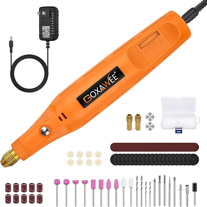 Corded Rotary Tool Kit for Crafts, GOXAWEE Mini Power Tool with Cord, 105pcs Accessories 18000rpm Multi-Purpose Small Grinder Drill Set for Sanding, Polishing, Drilling, Etching, Engraving, DIY Crafts