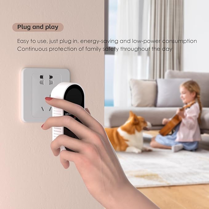 Natural Gas Detectors &Plug in Carbon Monoxide Detector， 4 in 1 Co and Gas Detector Temp Humidity Monitor，Propane, LPG, Gas Detector for Home，Kitchen,Hotels，RV.（2 Pack）