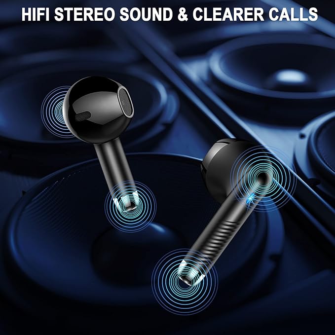 Wireless Earbuds, Bluetooth 5.4 Ear Buds LED Power Display Headphones Bass Stereo, Bluetooth Earbuds in-Ear Noise Cancelling Mic, 40H Playback Mini Case IP7 Waterproof Sports Earphones for Android iOS