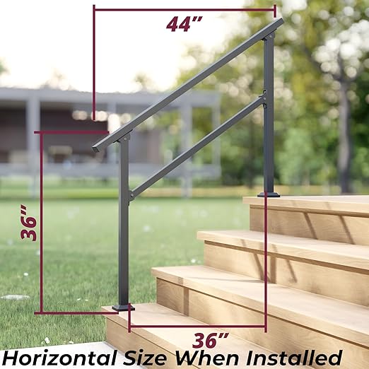 CHR Fence & Rail Hand Rails for Outdoor Steps, 4 Step Handrail & Indoor Stair Railing Kit, Railings for Outdoor Steps and Hand Rails for Seniors for Porch Railing & Deck Hand Rail, 3-4 Step Railing