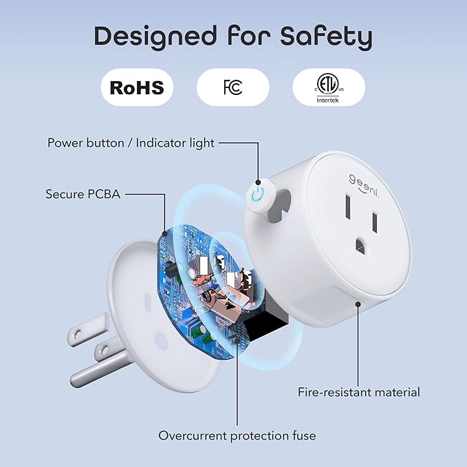 Geeni Dot Smart Plug with 2.4GHz WiFi Connectivity – 1-Pack Compact, Fire-Resistant Smart Outlet Plugs with Schedule & Timer – No Hub Needed, Supports Alexa & Google