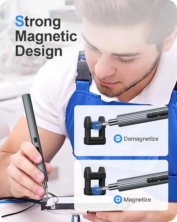 Kingsdun Mini Electric Screwdriver, 36 in 1 Cordless Precision Power Screwdriver Set with 30 Magnetic Bits, Rechargeable Repair Tool Kit with LED Lights Magnetic Mat for Camera PC Laptops