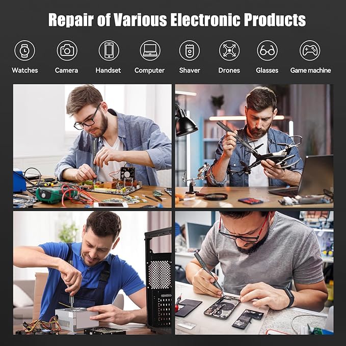 ANDELI Rechargeable Mini Electric Precision Screwdriver Set, 3.7V, 60 Magnetic Bits, 7 Sockets, Type-C Charging, for Gamepads, Phones, Watches, Cameras, Laptops, Drones