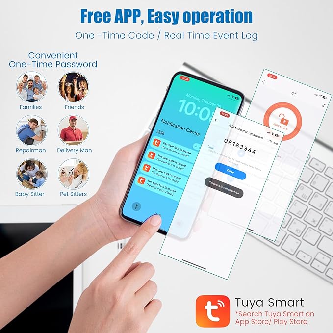 DEVO G3 Smart Lock,Fingerprint Door Lock, WiFi Smart Deadbolt, Keyless Entry Door Lock with Doorbell, APP Remote, Auto-Locks, Easy Install Front Door Locks, IP54 Waterproof(Sliver)