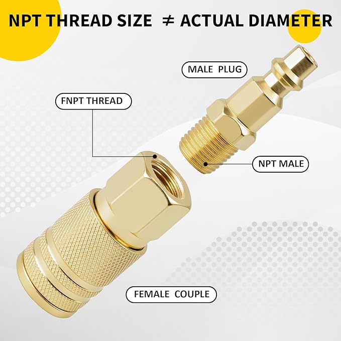 Air Coupler & Plug Kit,5Pcs 1/4" NPT Air Tool Fittings Set,Quick Connect Air Hose Fittings Air Compressor Accessories