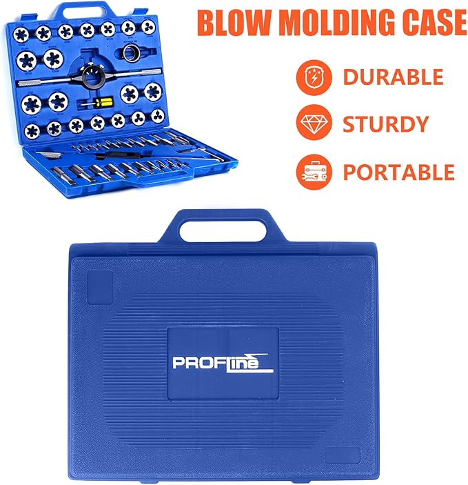 45 PCS Metric Tap and Die Set Tool Kit for Creating Repairing Tapping Tools Coarse and Fine Internal Threads and External Threads with Storage Case