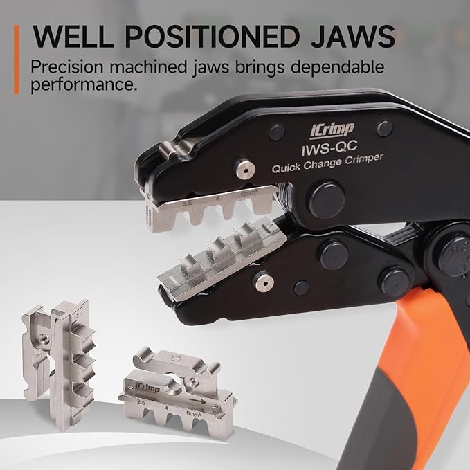 iCrimp Rachet Crimping Tool for Solar Terminals, AWG 14-10 Wire Crimper, Electrical Crimp Tool, X2546B Jaws