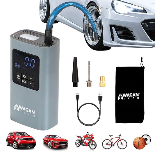 Wagan EL7317 Cordless Air Tire Inflator, 150PSI Portable Air Pump with Auto Shut-Off LED Light Handheld Air Compressor for Car, Bicycle, Motorcycle, Ball
