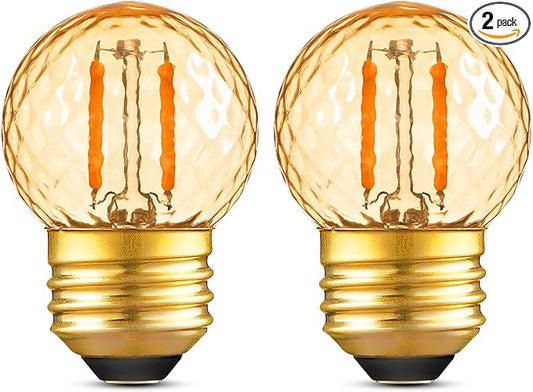 G40 LED Low Watt Light Bulbs Warm Glow E26 Amber 1W 10 Watt Light Bulb,Low Lumen Light Bulb Small Edison Short Decorative Dim Light Bulbs for Lamp,Bedroom,Warm White 2200K 100LM,Non Dimmable,2 PACK