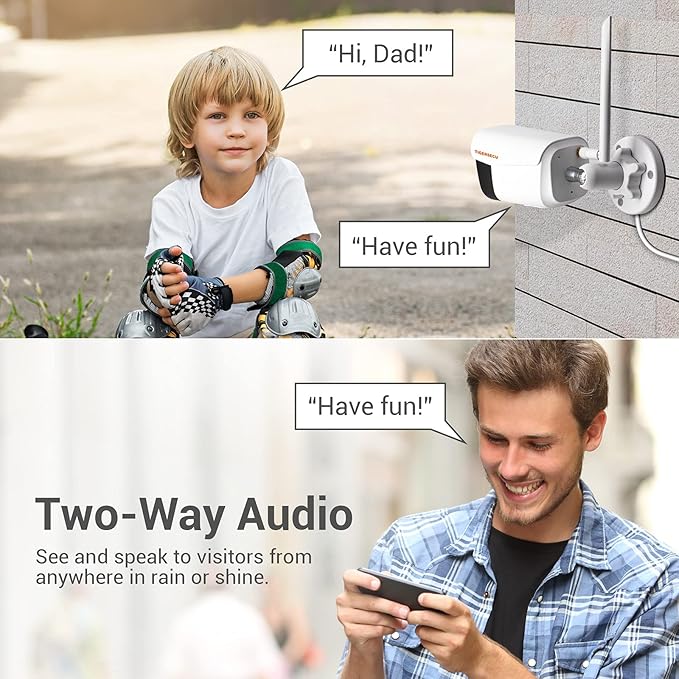 TIGERSECU 1080P WiFi NVR Security Camera System with 1TB Hard Drive, 4 Channel NVR, Weatherproof Cameras, Two Way Audio, Siren, AI Human Detection