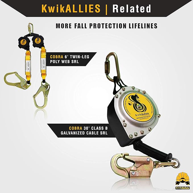 KwikSafety - Charlotte, NC - TSUNAMI [Premium BRAIDED ROPE] Vertical Lifeline ANSI OSHA Rope Grab Snap Hook Shock Absorber Fall Protection Line Kit Restraint System Roofing Safety Equipment / 100 FT.