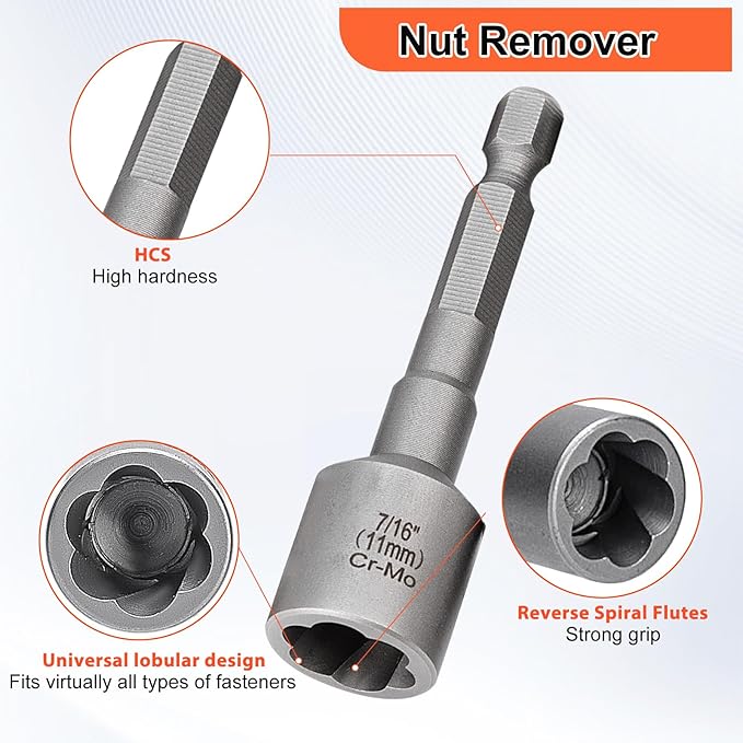 THINKWORK 16pcs Screw Extractor, Spiral Bolt Extractor Kit, Easy Out Left Hand Drill Bit Set, HSS Steel Cobalt Reverse Drill Bits for Stripped, Broken, Rusted, Rounded Screws, Bolts, Nuts, Fasteners