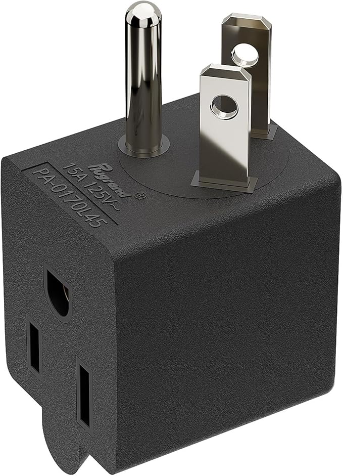 90 Degree Adaptor Leftward Angled Angled USA 3-Prong Male-Female Adapter,90 Degree Angled USA Male Female Power Adapter, 5-15P to 5-15R Direction Changer Space Save Adapter Black PA-0170L45