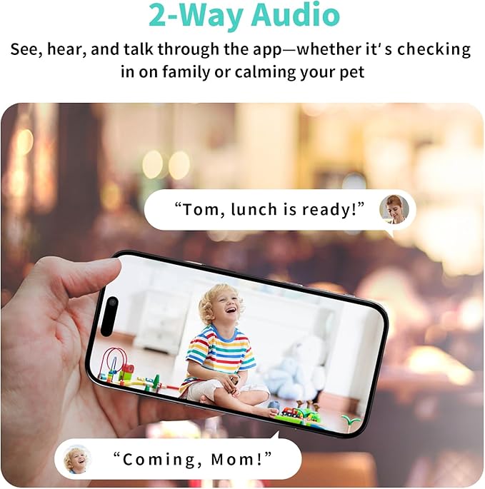 2K Indoor Security Camera, AI Human & Pet Motion, 2.4/5 GHz, 360° Pan Tilt, Night Vision, 2 Way Audio, Compatible with Alexa & Google Assistant (32GB TF Card)