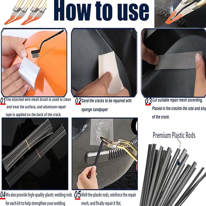 Upgraded 220W Plastic Welder Bumper Repair Kit,2-in-1 Plastic Welding Kit 800PCS Hot Staples & 30pcs Plastic Welding Rods,Hot Stapler Plastic Repair Kit for Car Bumper Kayak Crack Repairs(red)