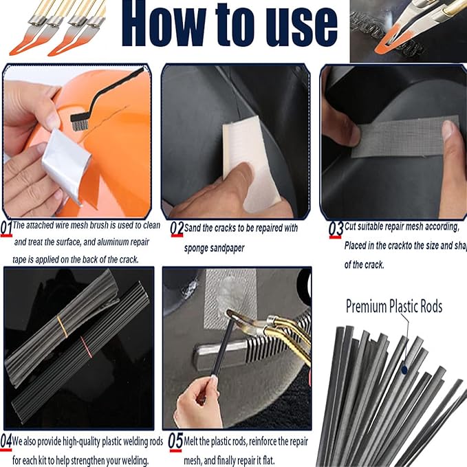 Upgraded 220w Plastic Welder Bumper Repair Kit,2-in-1 Plastic Welding Kit 800PCS Hot Staples & 30pcs Plastic Welding Rods,Hot Stapler Plastic Repair Kit for Car Bumper Kayak Crack Repairs(yellow)