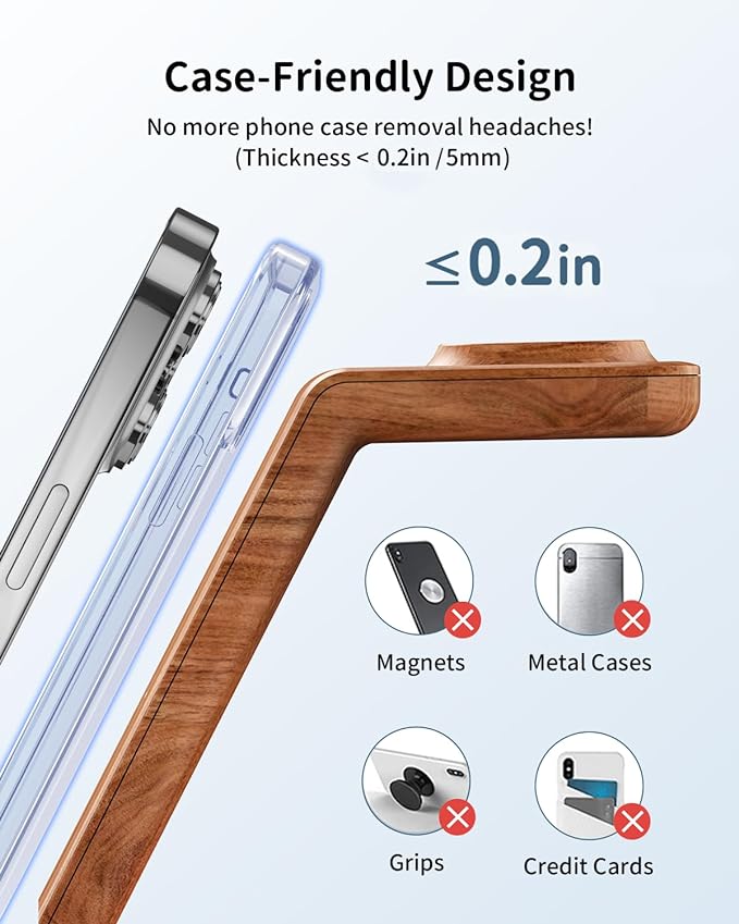 JoyGeek 3 in 1 Charging Station for Apple Devices, Wireless Charger Stand for iPhone 16/15/14/13/12/11/SE/X/8 Pro Max Plus Mini, Charging Dock for Apple Watch Ultra/8/SE/7/6/5/4/3, AirPods Pro 2/3/2