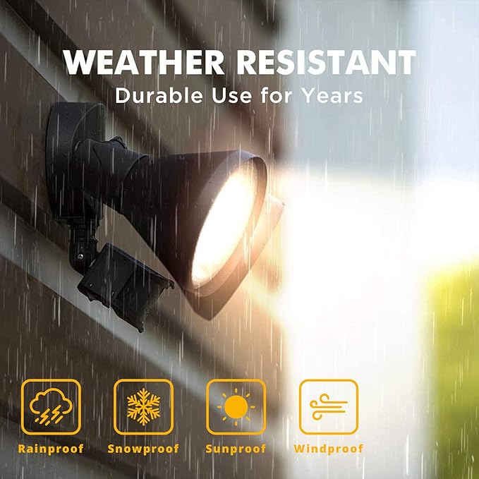 LUTEC 1800LM LED Motion Sensor Light Outdoor, Dual-Head Security Light, 3000K, Waterproof Exterior Flood Light for Patio, Garden, Yard, Bronze (2 Bulbs Included)