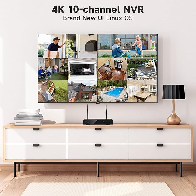 XMARTO Wireless Security Camera System 10CH 8PC 3MP Wireless Security IP Camera System(Built-in Router, Plug N Play, Mobile View, Night Vision, Supports Audio Microphones)