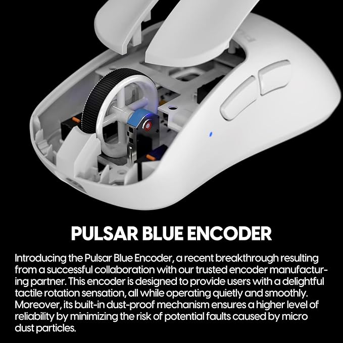 Pulsar Gaming Gears - Xlite V3 Medium Wireless Gaming Mouse, Ultra Lightweight 1.94 oz (55 g), Ergonomic, Optical Switches, PAW3395 Optical Sensor (Medium, Wireless, White)
