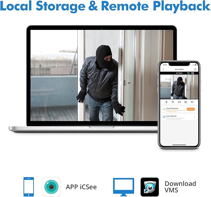 Fuers 5MP 4 Channel DVR with 500G HDD for Home Security Camera System with AI Human Detection, Hybrid 6-in-1(CVBS/XVI,AHD,TVI,CVI,IP) Surveillance CCTV DVR Recorder, Remote Access, Email Alarm