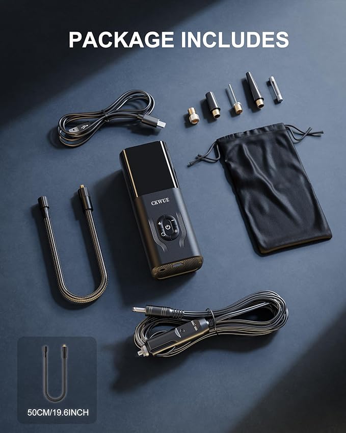 Tire Inflator Portable Air Compressor, CKWUE 180PSI Cordless Air Compressor, 6X Faster Air Pump with Digital Pressure Gauge, Tire Pump with Dual Mode Inflation （Dark Gray）