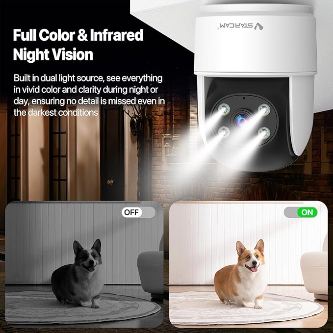 VSTARCAM 3MP Indoor Security Camera, 2.4G WiFi Cameras for Home Security, Pet Camera with Auto Tracking, Color Night Vision, AI Detection Tracking, 2-Way Talk, 24/7 Recording, Cloud & SD Card Storage