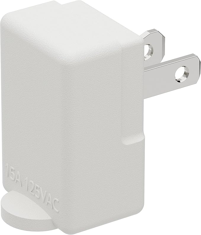 Polarized 2-Prong L Type Adapter, Vertical Right Angled Down Angle AC Adapter with NEMA 1-15P USA Outlet Saver Extension High Heat Resistant 2Pin Design