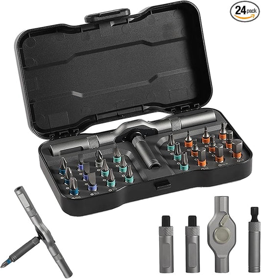 DIY Screwdriver 24 In 1, New 24 in 1 Magnetic Screwdriver Set Rotating Screwdriver Set, Multi-Function Magnetic Repair Tool with Detachable Handle for Professionals, Diy, Work and Maintenance (1PCS)