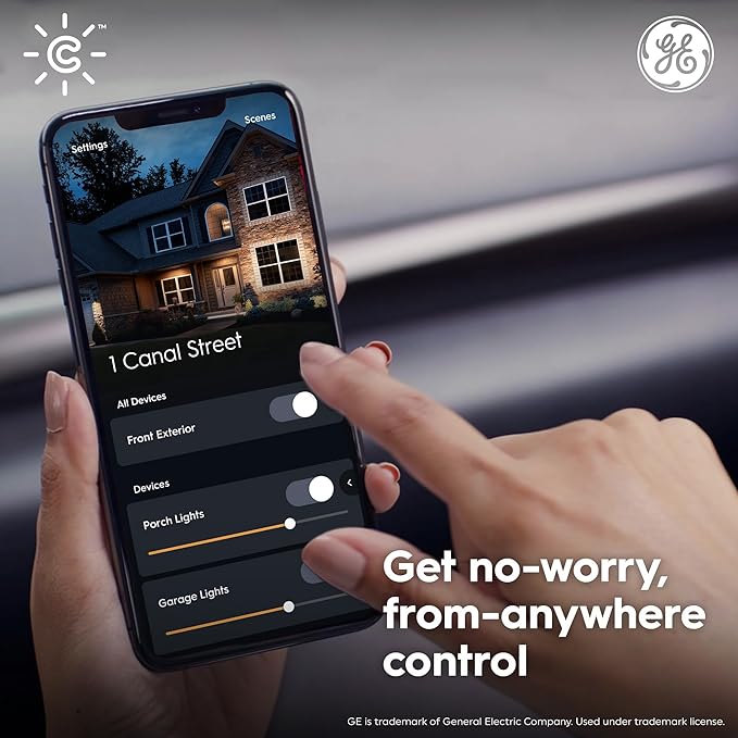 GE CYNC Smart LED PAR38 Flood Light Bulb - WiFi & Bluetooth Color Changing RGB Outdoor Light Bulbs - 90W Equivalent, Compatible with Alexa & Google Home - Dimmable, Long Lasting, Tuneable - Pack of 2