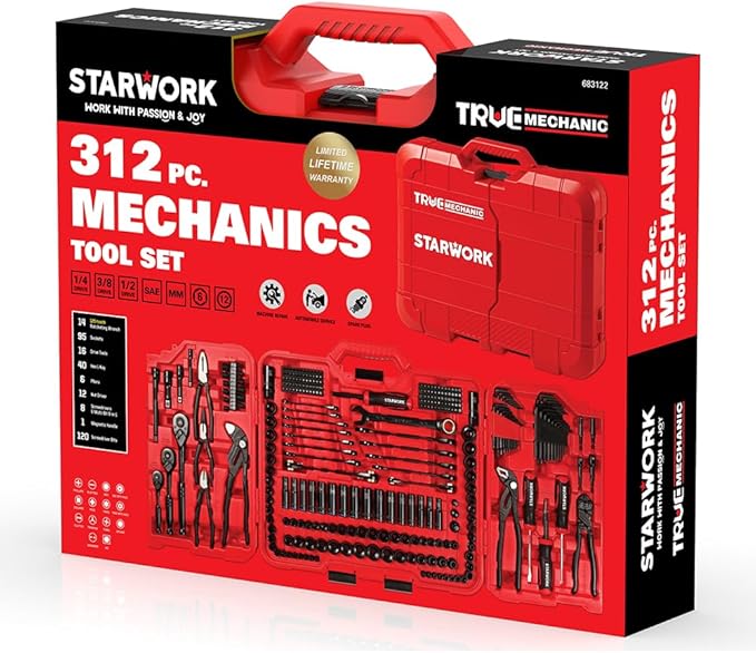 TRUE MECHANIC™ 312-Piece Mechanics Tool Set and Socket Set, Professional【Pliers Wrench Version】 SAE/Metric