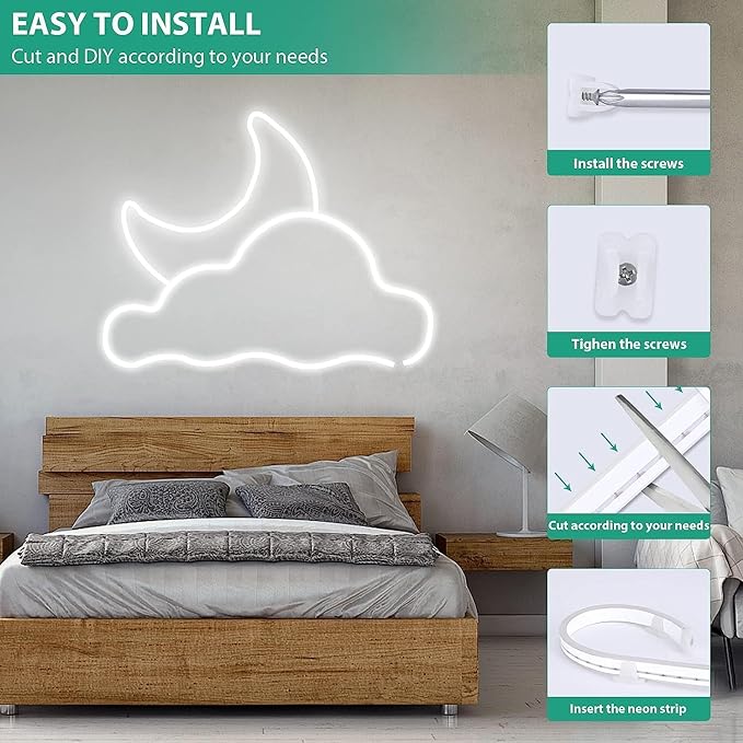 Lamomo Neon Rope Lights, 49.2ft White IP65 Waterproof LED Strip Lights, 24V 6000K Silicone 1800 LEDs Neon Lights for Indoor, Bedroom, Living Room