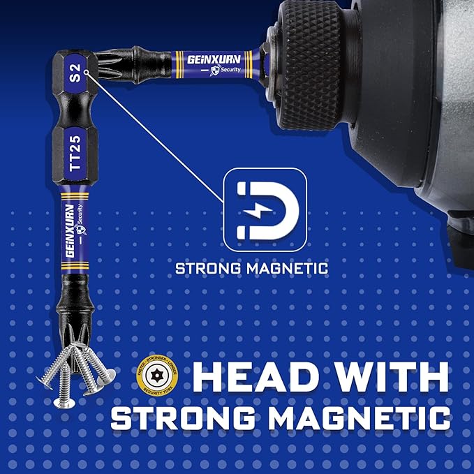 Impact Torx Screwdriver Bits Set, 20 Pieces 2”Security T7-T40 Magnetic S2 Steel Multi Star Driver Bits with Soft Hanging Strips