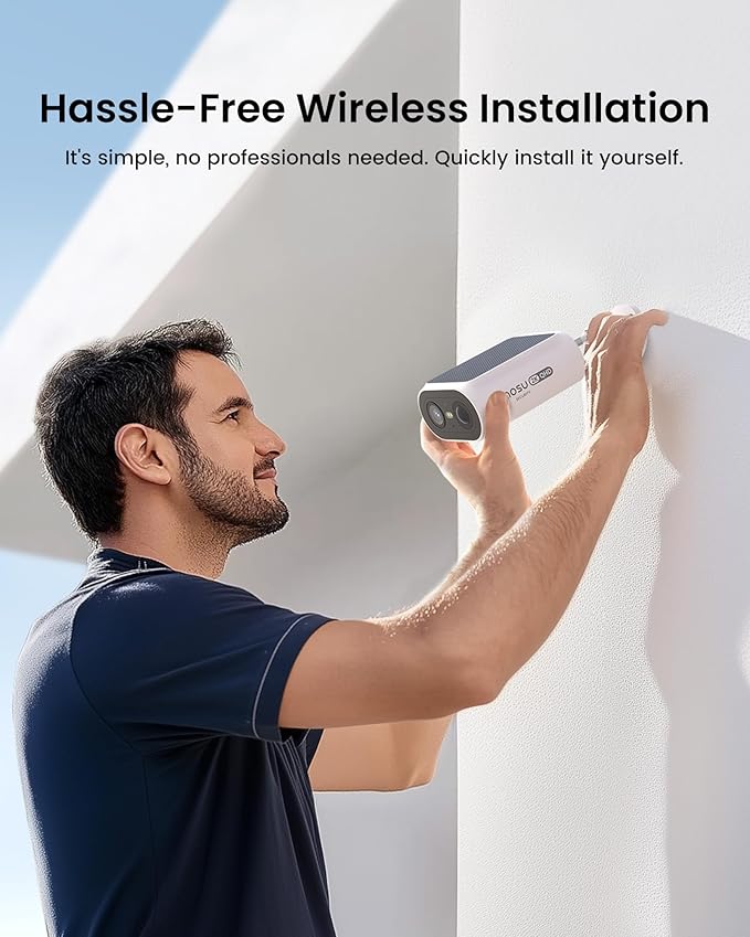 AOSU Solar Security Cameras Wireless Outdoor, 2Mins DIY Installation 2K Color Night Vision Cameras for Home Security, Compatible Homebase Only