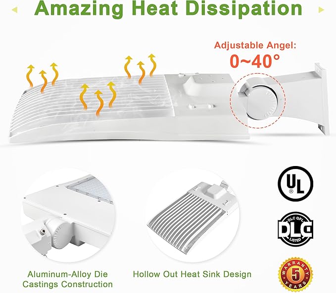 150W LED Parking Lot Lights - White Finish Shoebox Lights with Direct Arms Mount - 21,000LM 5000K - 100-277V - UL Certified - Equivalent to 450W MH/HPS - LED Street Pole Area Lights