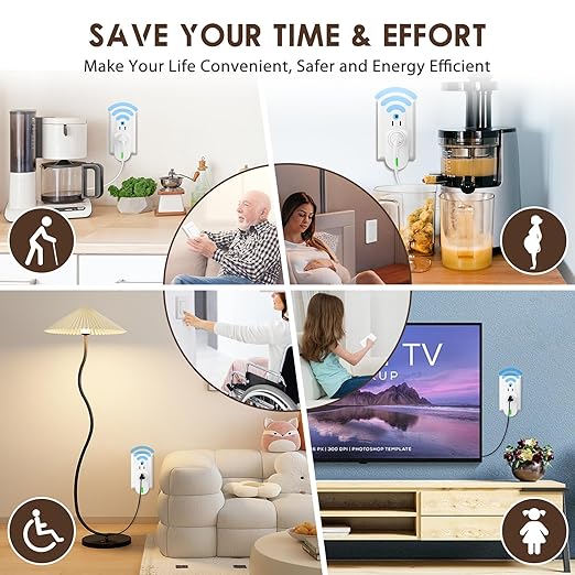 K KASONIC - Wireless Remote Control Outlet, Indoor Remote Light Switch for Plug in Lamp, Small Electrical Appliance up to 100 Feet Away, 10A/1200W Wall Outlet Plug Kit