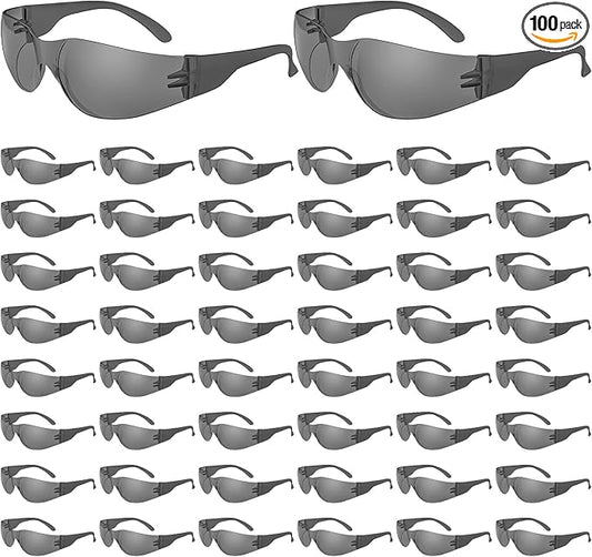 WFEANG Safety Glasses - Tinted Protective Eyewear with ANSI Z87.1, Scratch & Impact Resistant Eye Protection Glasses for Work, Lab, Construction (Pack of 50 Smoke)