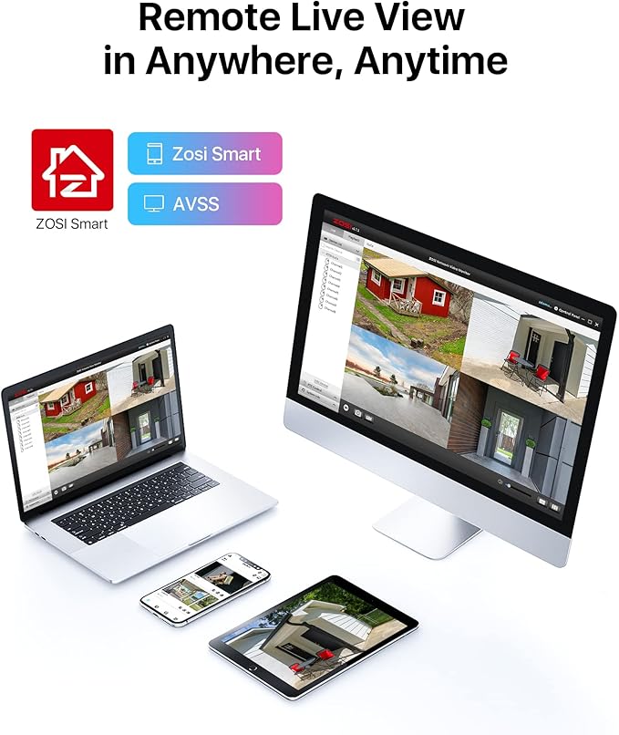 ZOSI H.265+ Full 1080p Home Security Camera System Outdoor Indoor, 5MP-Lite CCTV DVR 8 Channel with AI Human Vehicle Detection, 4 x 1080p Weatherproof Surveillance Camera, 80ft Night Vision, 1TB HDD