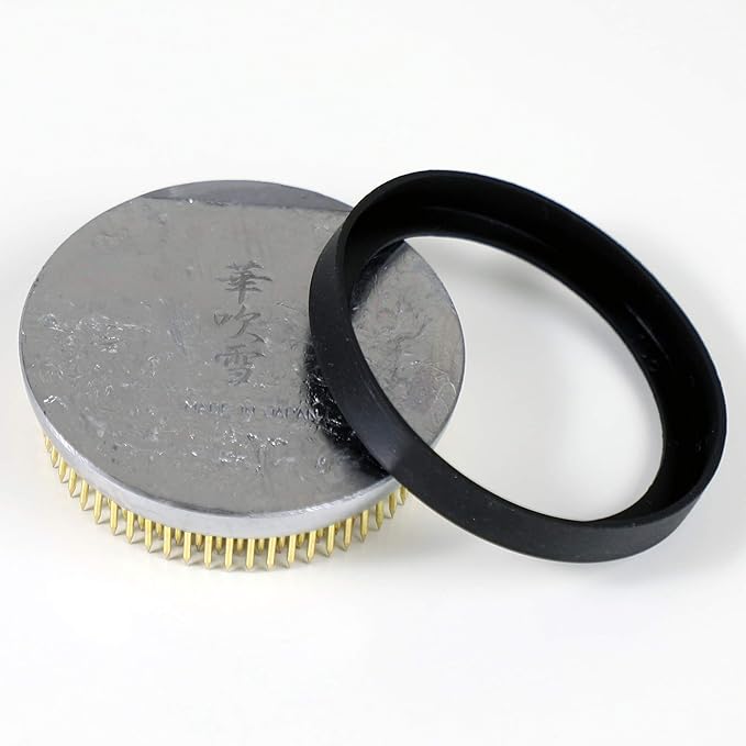 Wazakura Made in Japan Ikebana Tool Kit - Koryu Scissors + Brass Kenzan Flower Holder, Japanese Floral Arrangement Set, Florist Shears and Pin Frog Gift Box Set - Koryu+Brass Kenzan 3-1/4" (80mm)