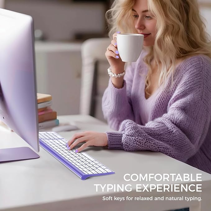 iClever Bluetooth Keyboard Quiet Typing Multi-Device USB-C Rechargeable – Slim Wireless Keyboard for Mac Windows iPad Office