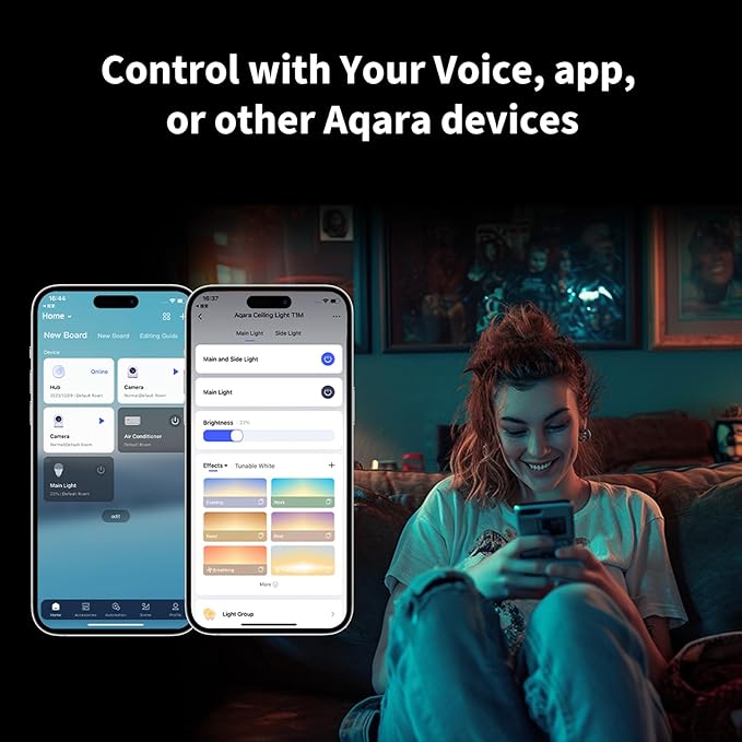 Aqara LED Ceiling Light T1M,Matter Over Bridge,Requires Zigbee 3.0 HUB,RGB+IC with Gradient Effects and 16 Million Colors,40W 3450lm,2700-6500K Tunable White,Supports HomeKit,Alexa and IFTTT